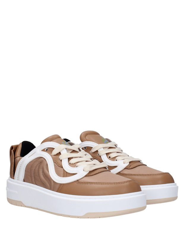 Brown Fabric Chunky Sneakers