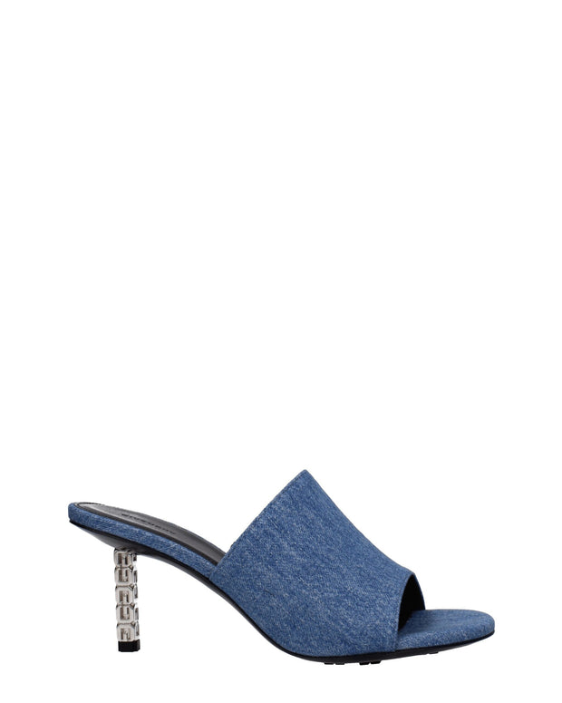 Blue Fabric Platform Sandals