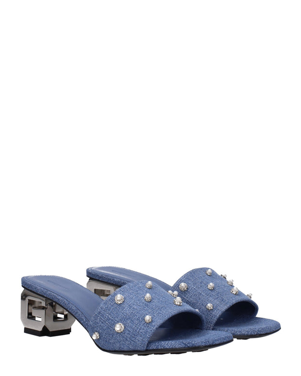 Blue Fabric Sandals