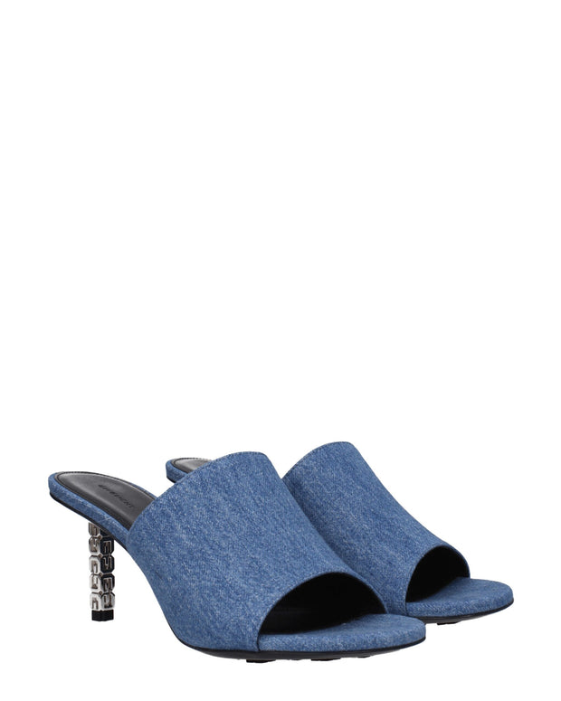 Blue Fabric Platform Sandals