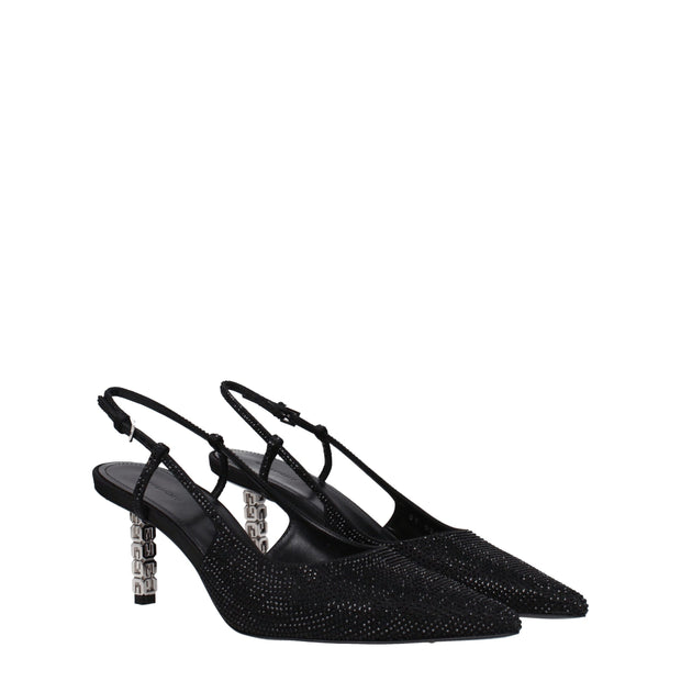 Black Fabric High Heel Pumps