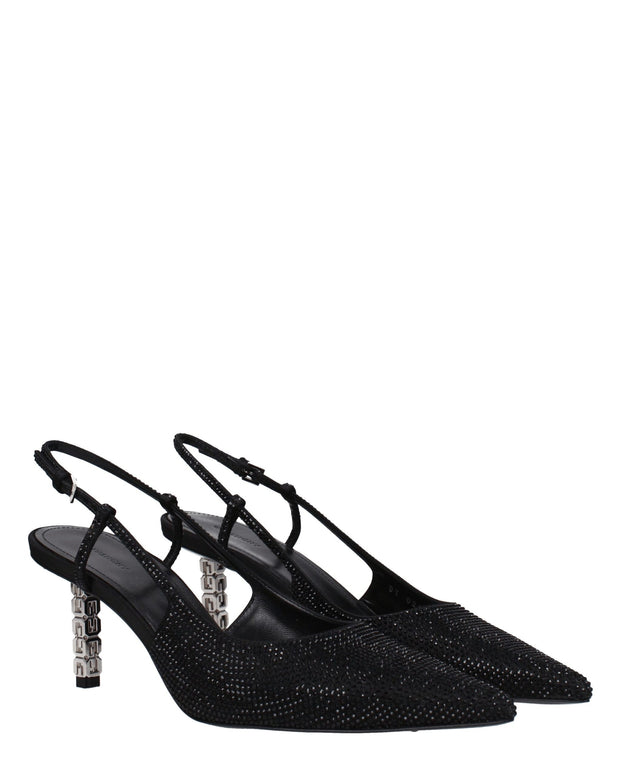 Black Fabric High Heel Pumps