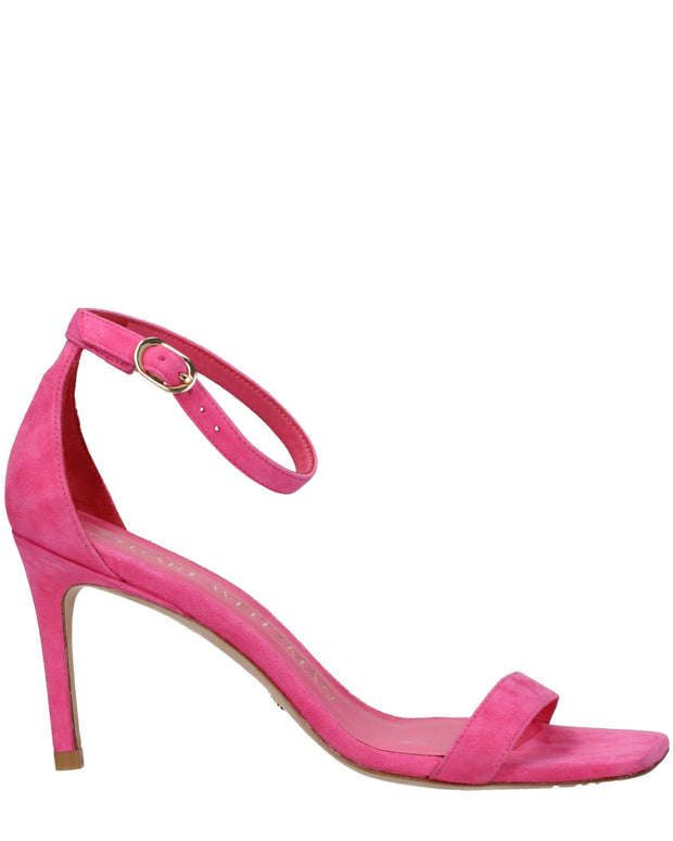 Pink Leather Stiletto Heel Sandals