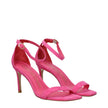 Pink Leather Stiletto Heel Sandals