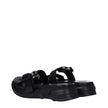 Black Fabric Slippers Sandals