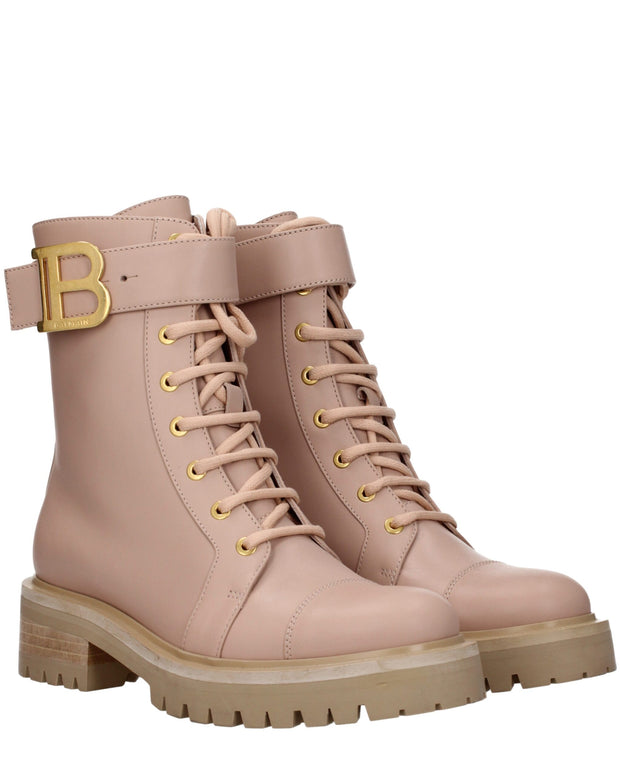 Beige Leather Ankle Boots