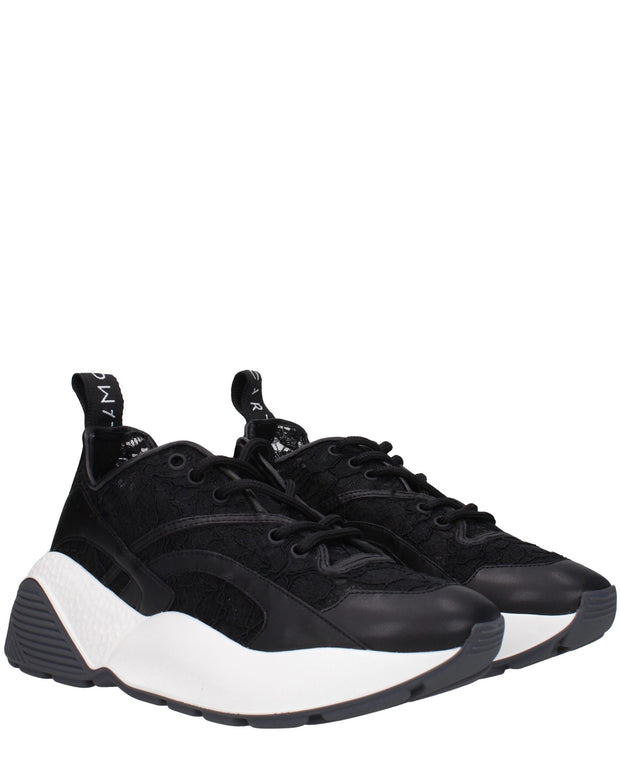 Black Fabric Chunky Sneakers