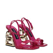Pink Leather Stiletto Heels Sandals