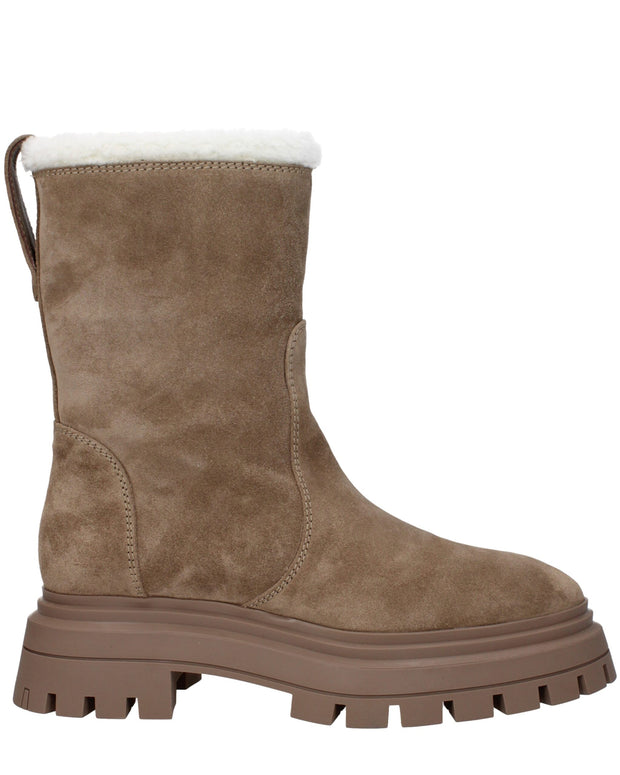 Beige Leather Ankle Boots