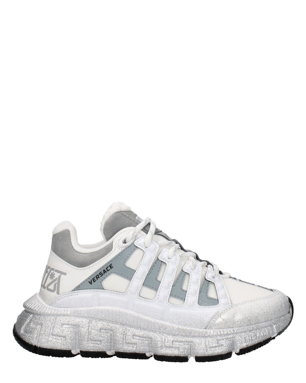 White Fabric Athletic Sneakers