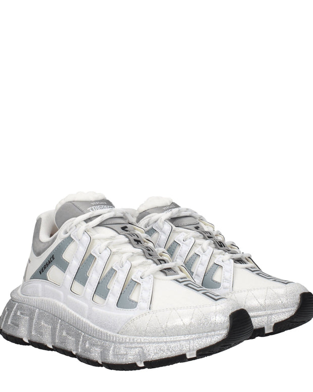White Fabric Athletic Sneakers