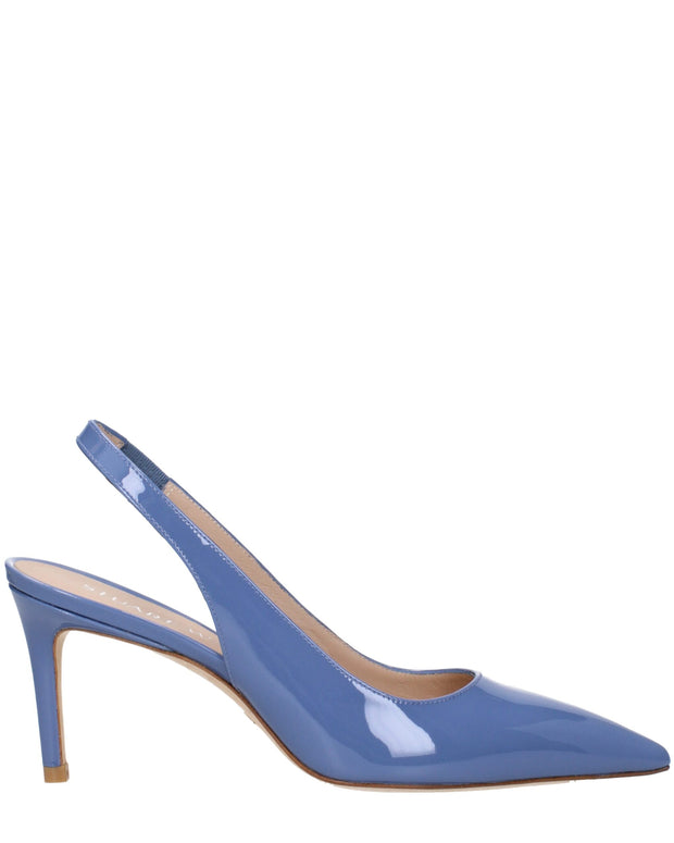 Light Blue Leather High Heel Pumps