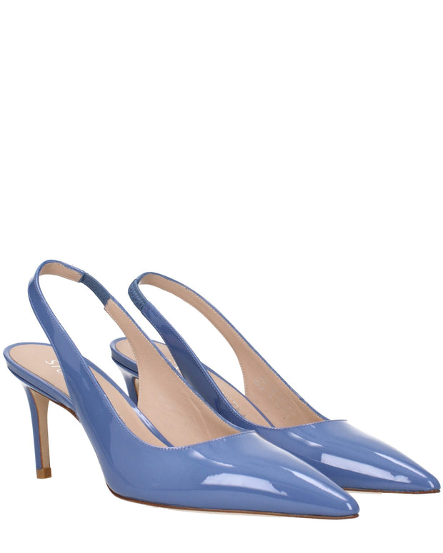 Light Blue Leather High Heel Pumps