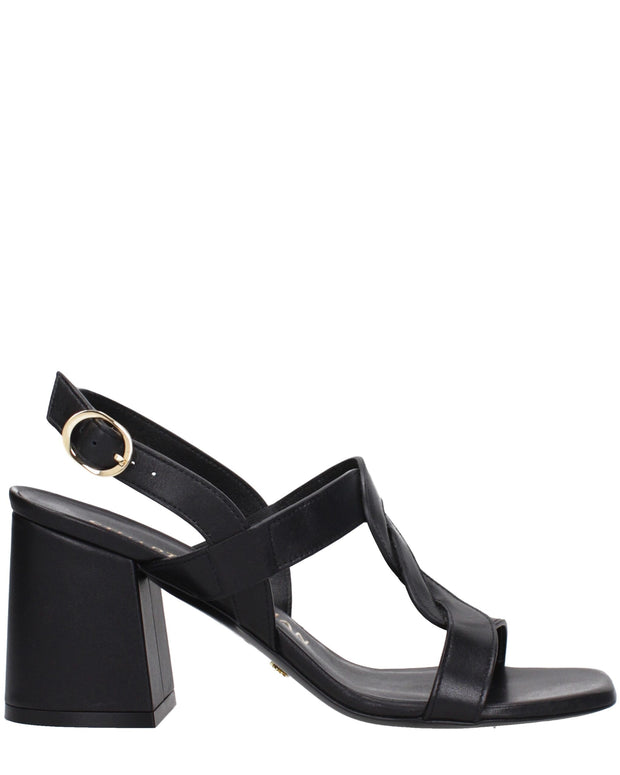 Black Leather Platform Sandals