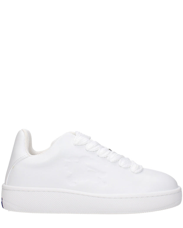 White Leather Low Top Sneakers