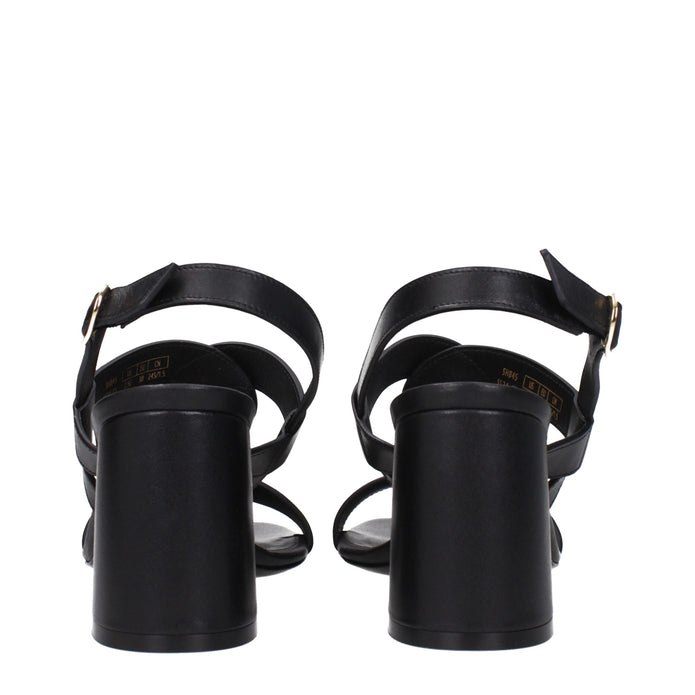 Black Leather Platform Sandals