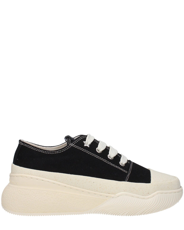 Black Fabric Chunky Sneakers