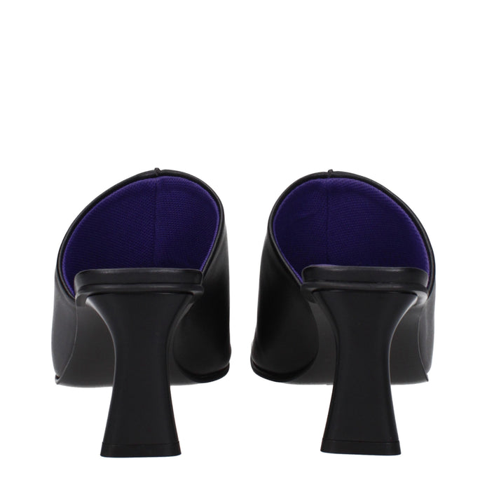 Black Leather Stiletto Heel Sandals