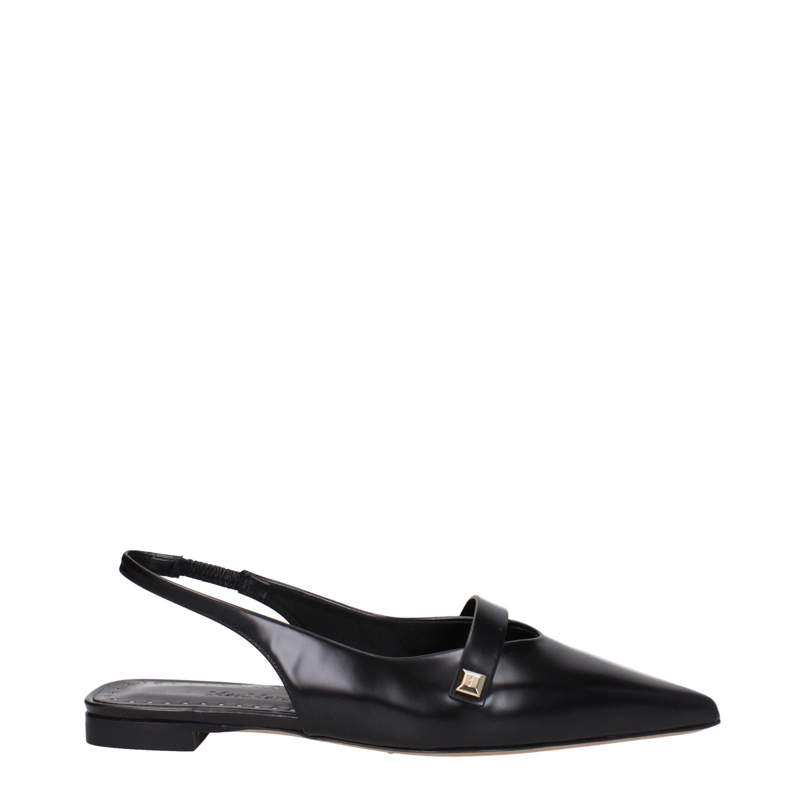 Black Leather Ballet Flats