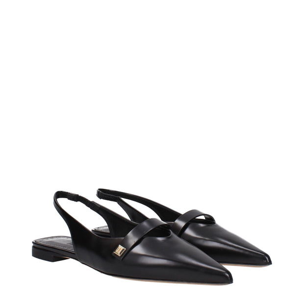 Black Leather Ballet Flats