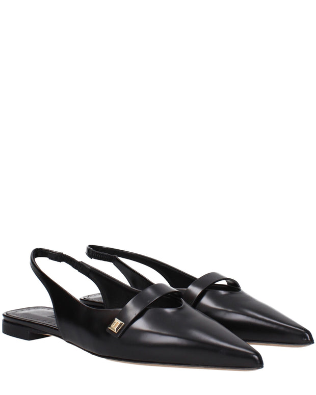 Black Leather Ballet Flats