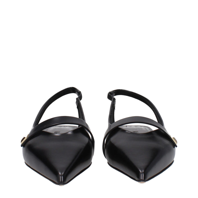 Black Leather Ballet Flats