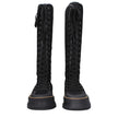 Black Fabric Lace-Up Boots