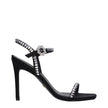Black Satin Stiletto Heel Sandals