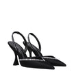 Black Satin Stiletto Heel Sandals