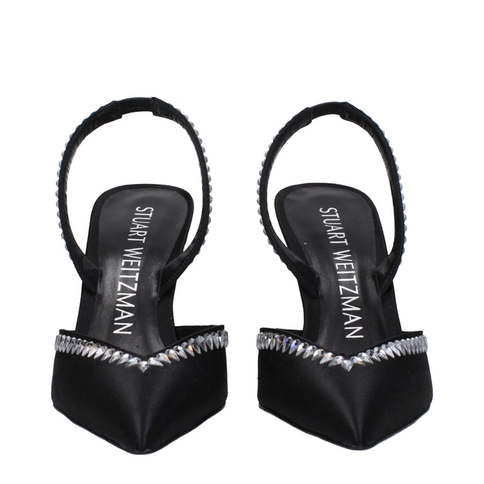 Black Satin Stiletto Heel Sandals