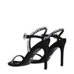 Black Satin Stiletto Heel Sandals