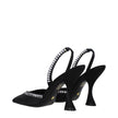Black Satin Stiletto Heel Sandals
