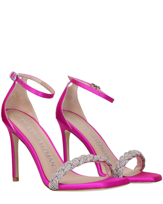 Pink Satin Stiletto Heel Sandals