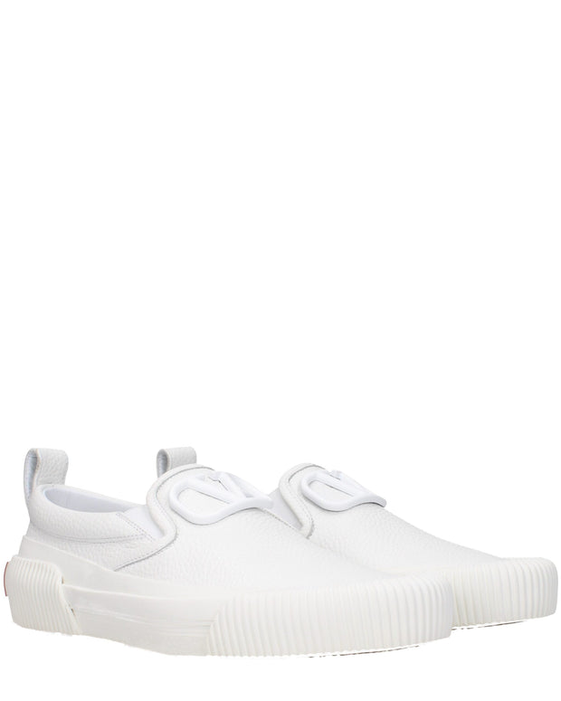 White Leather Slip-On Loafers