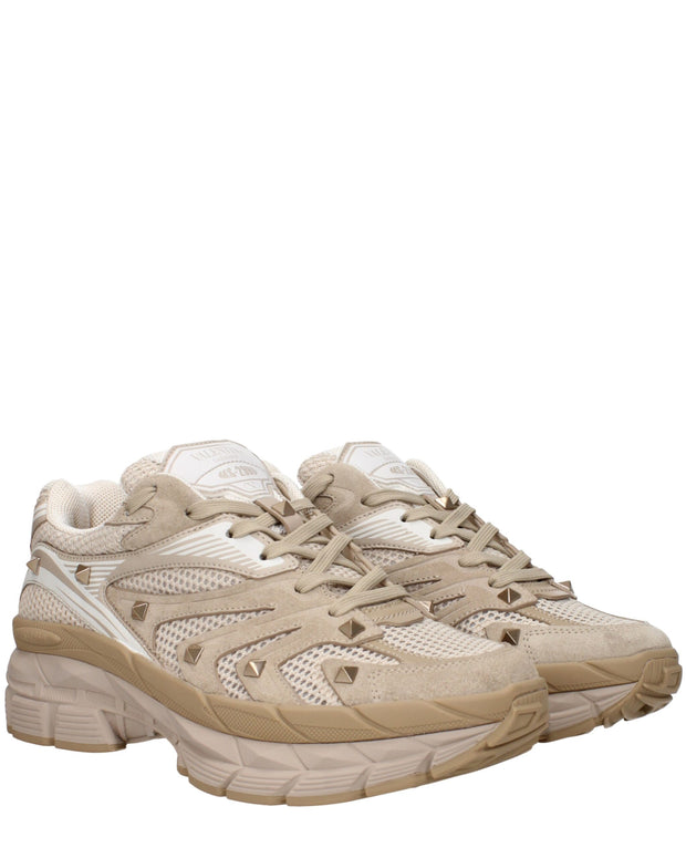 Beige Fabric Low Tops
