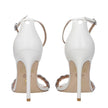 White Leather Stiletto Heel Sandals