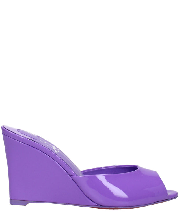 Purple Leather Wedge Sandals