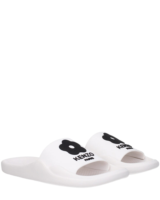 White Cotton Slippers Sandals