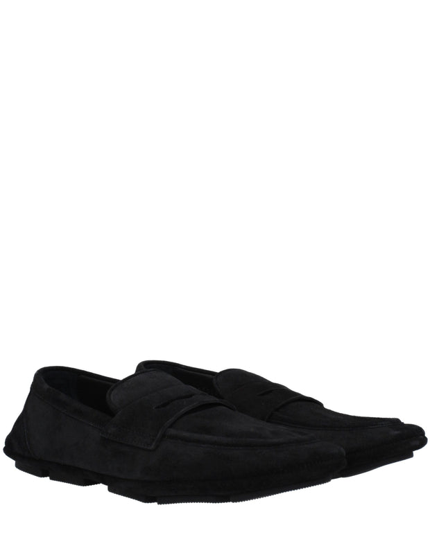 Black Leather Slip-On Loafers