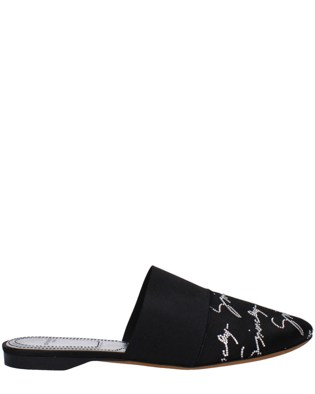 Black Satin Slippers