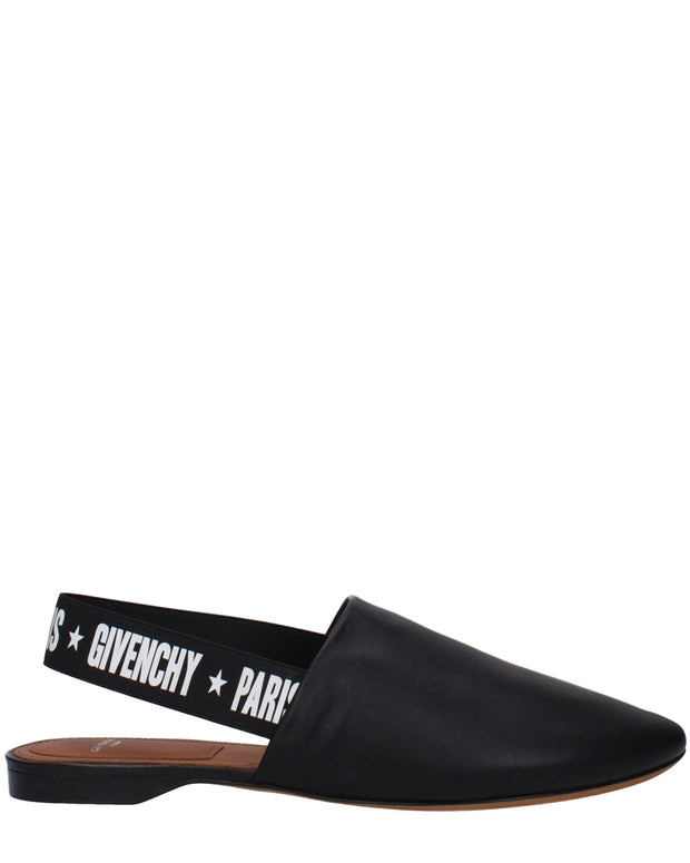 Black Leather Slides