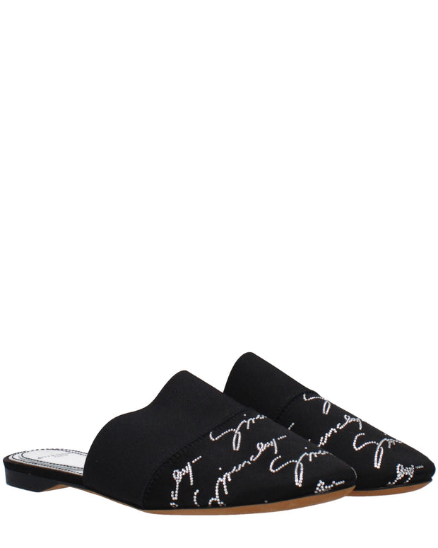 Black Satin Slippers Sandals