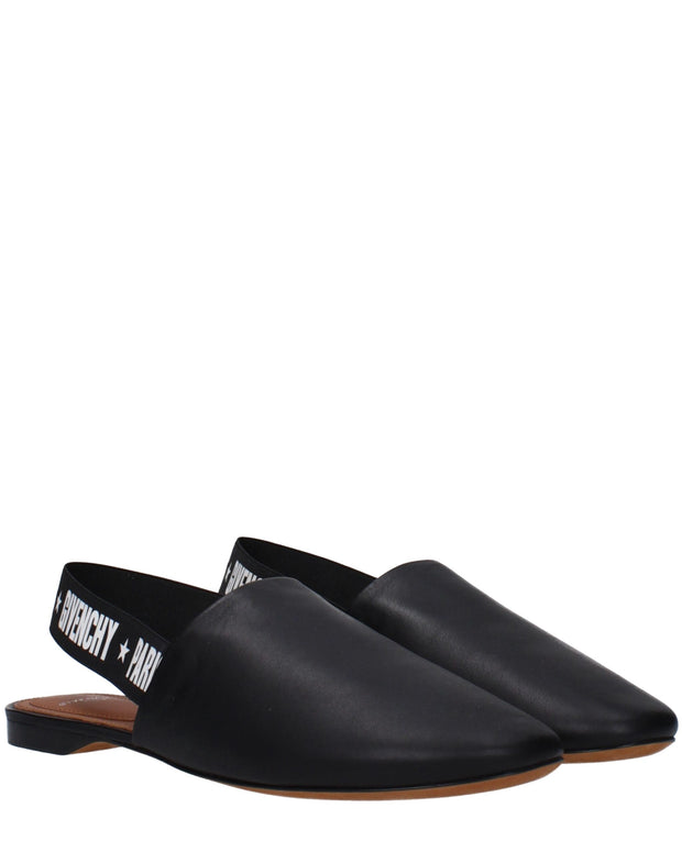 Black Leather Slides