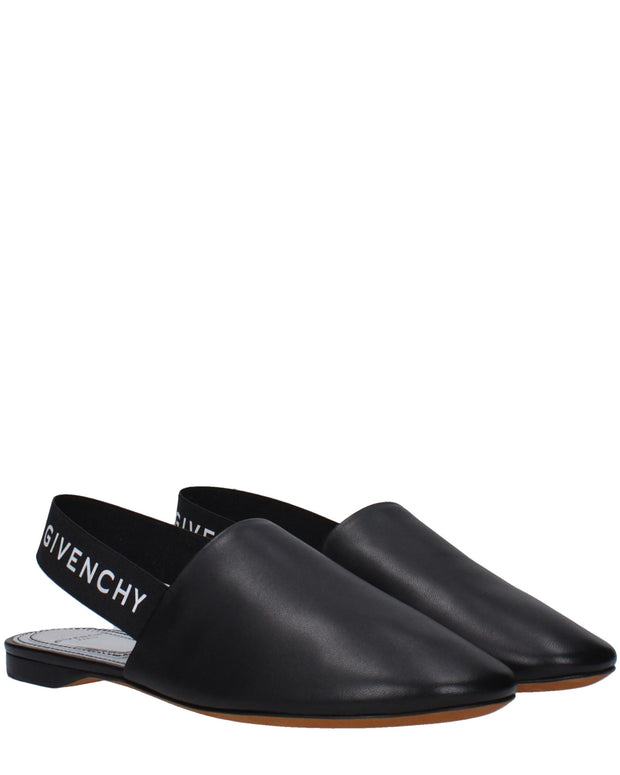 Black Leather Mules