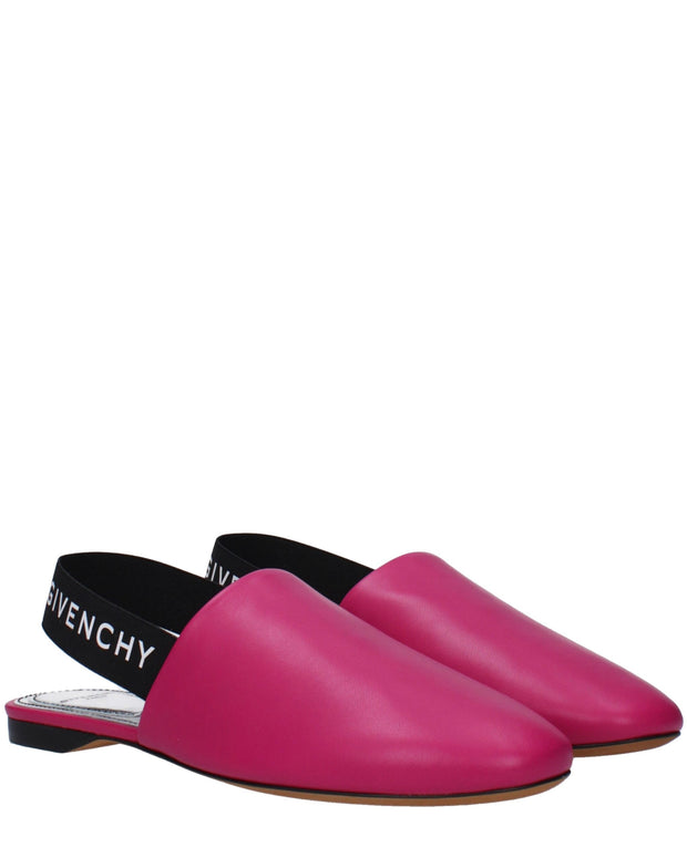 Pink Leather Flat Sandals