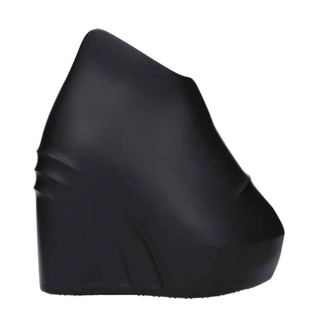 Black Cotton Wedges Sandals
