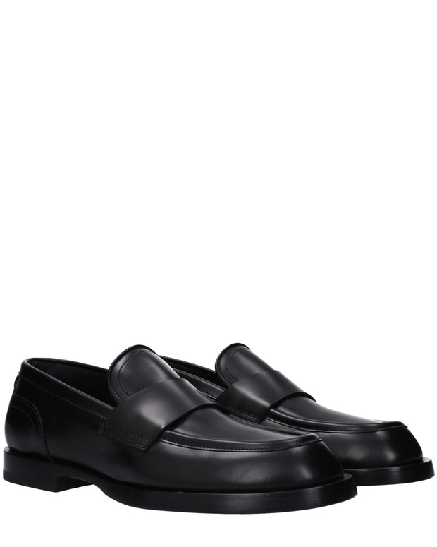 Black Leather Slip-On Loafers