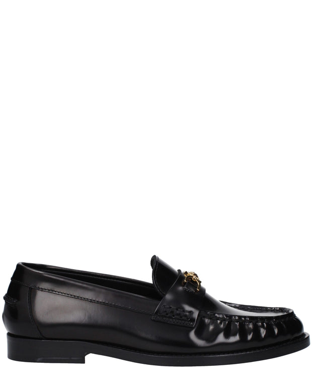 Black Leather Slip-On Loafers