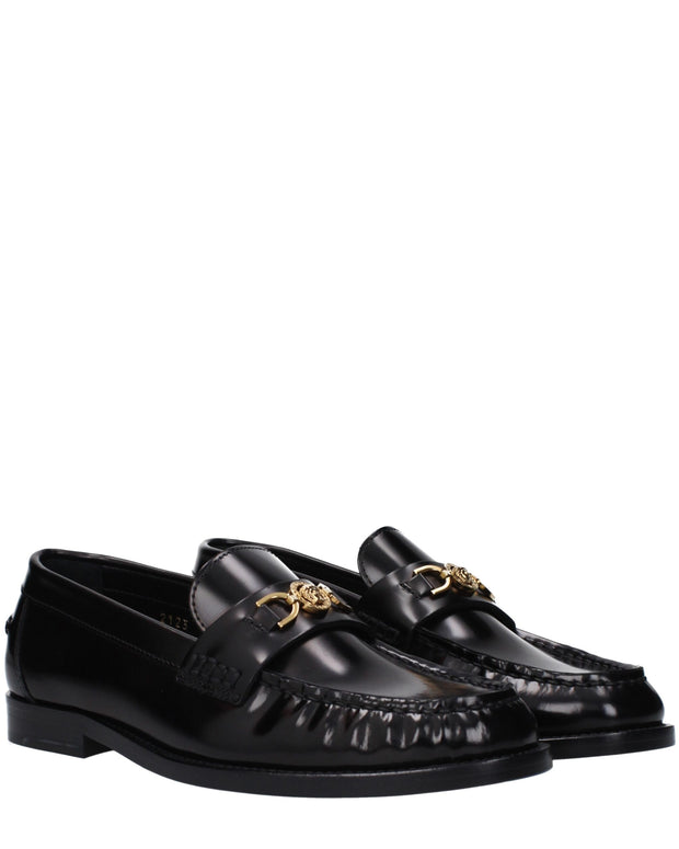 Black Leather Slip-On Loafers