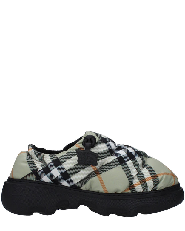 Green Fabric Slip-On Loafers